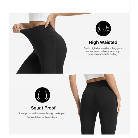 SIZE MEDIUM High Waisted Yoga Leggings 4 Pack - Tummy Control with Pockets - Picture 4 of 6